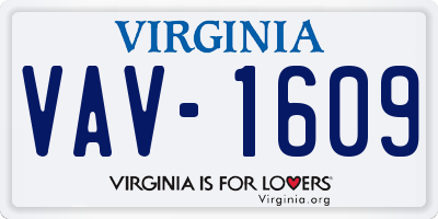 VA license plate VAV1609