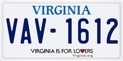 VA license plate VAV1612