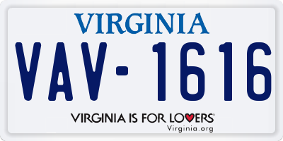 VA license plate VAV1616