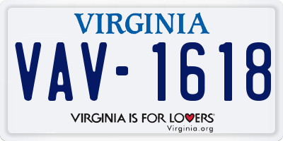 VA license plate VAV1618