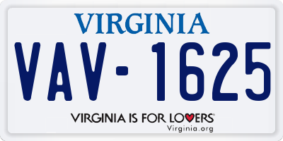 VA license plate VAV1625