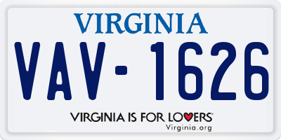 VA license plate VAV1626