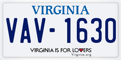 VA license plate VAV1630