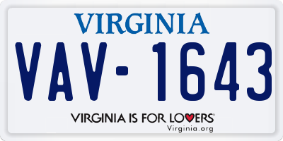 VA license plate VAV1643