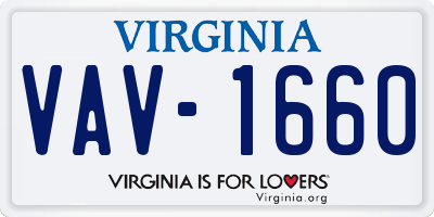 VA license plate VAV1660