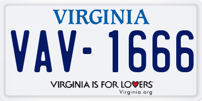 VA license plate VAV1666