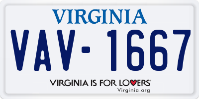 VA license plate VAV1667