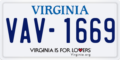 VA license plate VAV1669