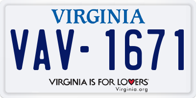 VA license plate VAV1671