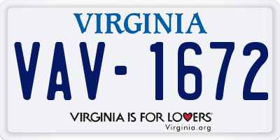 VA license plate VAV1672