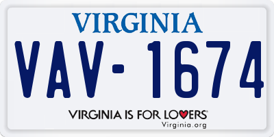 VA license plate VAV1674