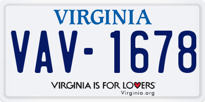 VA license plate VAV1678