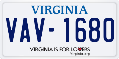 VA license plate VAV1680