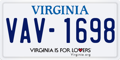 VA license plate VAV1698