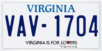 VA license plate VAV1704