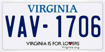 VA license plate VAV1706