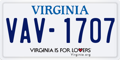 VA license plate VAV1707