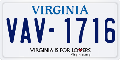 VA license plate VAV1716