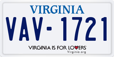 VA license plate VAV1721