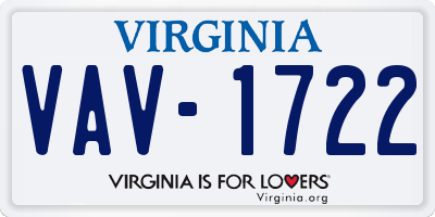VA license plate VAV1722