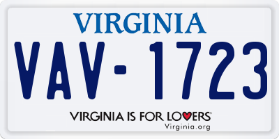 VA license plate VAV1723
