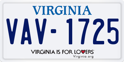 VA license plate VAV1725