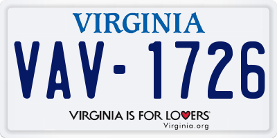 VA license plate VAV1726