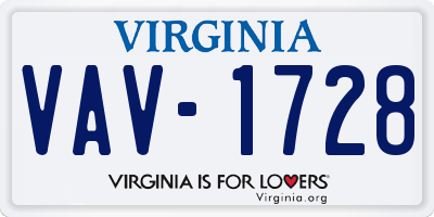 VA license plate VAV1728