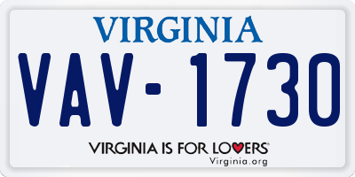 VA license plate VAV1730