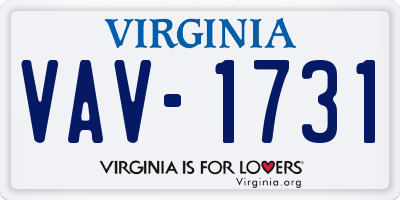 VA license plate VAV1731