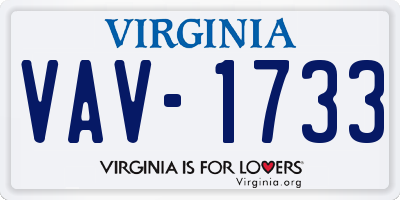 VA license plate VAV1733