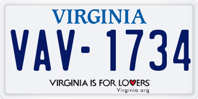 VA license plate VAV1734