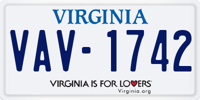 VA license plate VAV1742