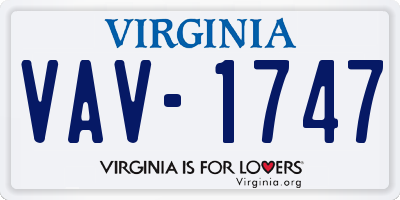 VA license plate VAV1747