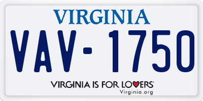 VA license plate VAV1750