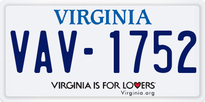 VA license plate VAV1752