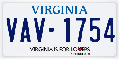 VA license plate VAV1754