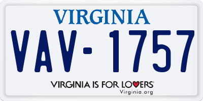 VA license plate VAV1757