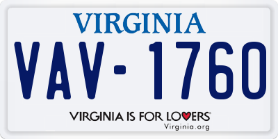 VA license plate VAV1760
