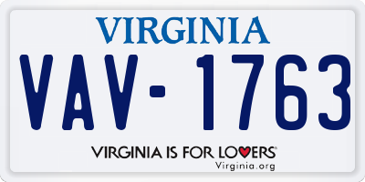 VA license plate VAV1763
