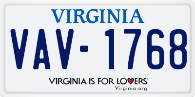 VA license plate VAV1768