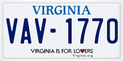VA license plate VAV1770