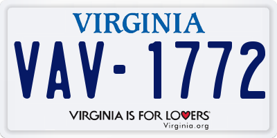 VA license plate VAV1772