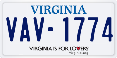 VA license plate VAV1774