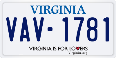 VA license plate VAV1781