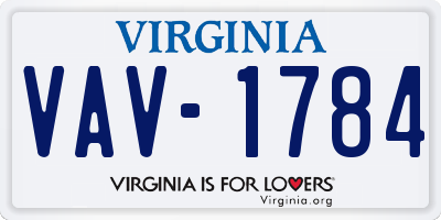 VA license plate VAV1784