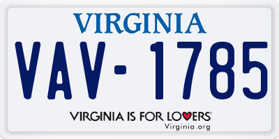 VA license plate VAV1785