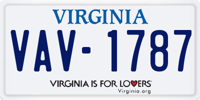 VA license plate VAV1787