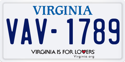 VA license plate VAV1789