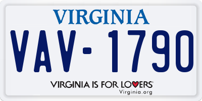 VA license plate VAV1790